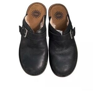 UGG Black Leather Mules